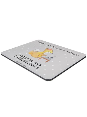 Mr. & Mrs. Panda Mousepad Autorin Leidenschaft mit Spruch in Grau Pastell