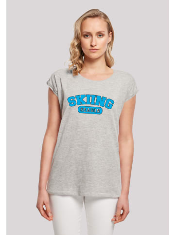 F4NT4STIC T-Shirt Skiing Season Winter Sport in grau meliert