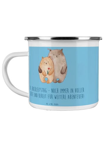 Mr. & Mrs. Panda Emaille Tasse 10. Hochzeitstag Rosenhochzeit mi... in Sky Blue