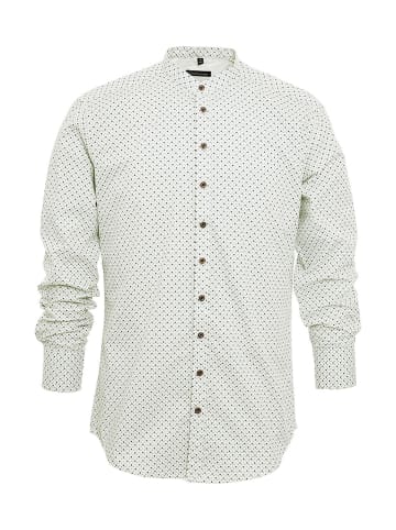 OS-Trachten Stehkragenhemd 420000-4301 in weiß-dunkelgrün