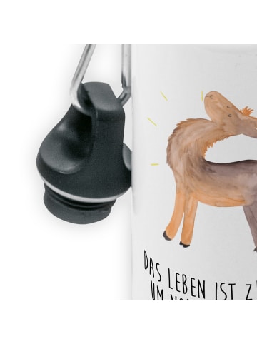 Mr. & Mrs. Panda Wasserflasche Lama Stolz mit Spruch in Weiß