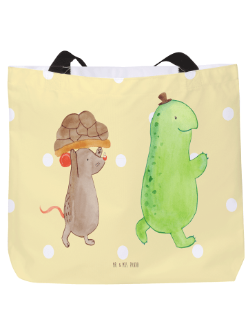 Mr. & Mrs. Panda Tote Bag Schildkröte Maus ohne Spruch in Gelb Pastell