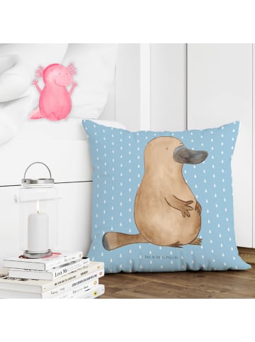 Mr. & Mrs. Panda Sofa Kissen Schnabeltier Mut ohne Spruch in Blau Pastell