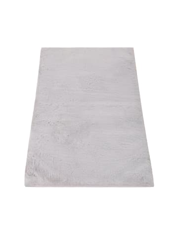 KADIMA DESIGN Hochflor Teppich Badezimmer waschmaschinenwaschbar Unifarben in Grau