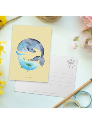 Mr. & Mrs. Panda Postkarte Walfisch Thunfisch ohne Spruch in Gelb Pastell