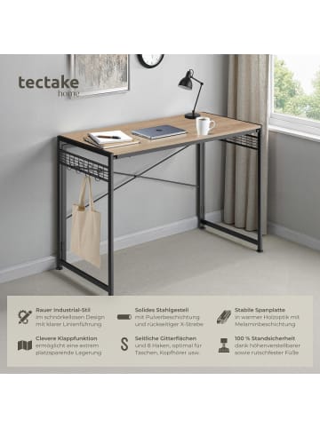 tectake Schreibtisch Paterson 102 x 51 x 77 cm, Industrial Holz hell, Eiche Sonoma