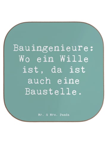 Mr. & Mrs. Panda Glasuntersetzer Spruch Bauingenieur Wille mit S... in Meeresbrise