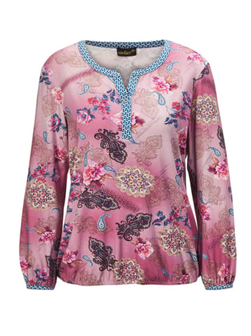 GOLDNER Kurzgröße:  Paisley-Druckshirt mit schönem Ausschnitt in bordeaux / gemustert