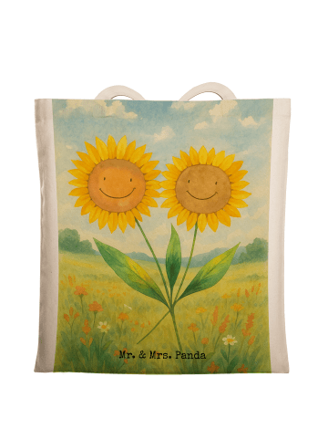 Mr. & Mrs. Panda Beutel Blume Sonnenblume Design ohne Spruch in Weiß