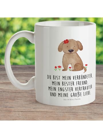 Mr. & Mrs. Panda Plastikbecher Hund Dame mit Spruch in Weiß