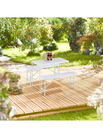 relaxdays Gartentisch in Weiß - (B)120 x (H)74 x (T)60 cm