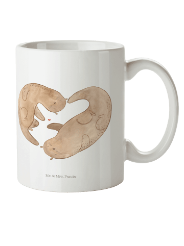 Mr. & Mrs. Panda Kaffeebecher Otter Herz ohne Spruch in Weiß