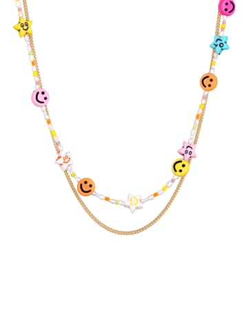Elli Halskette 925 Sterling Silber mit Smiling Face, Smiling Face, Sterne, Stern in Gold