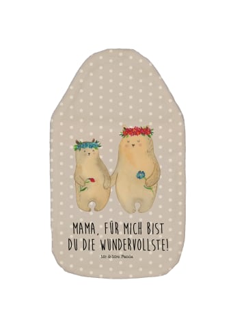 Mr. & Mrs. Panda Bettflasche Bären mit Blumenkranz mit Spruch in Grau Pastell
