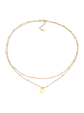 Elli Halskette 925 Sterling Silber Geo, Kreis, Plättchen in Gold