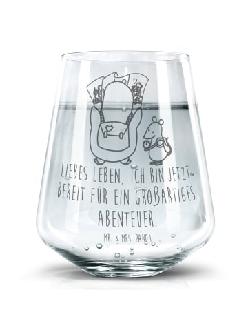 Mr. & Mrs. Panda Trinkglas Pinguin & Maus Wanderer mit Spruch in Transparent