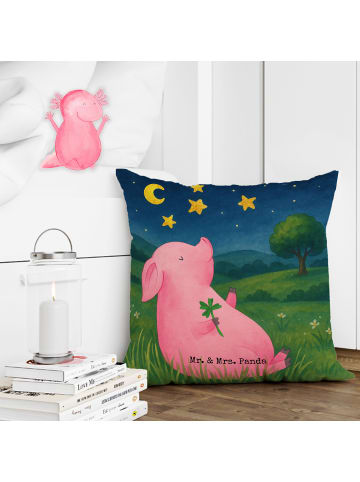 Mr. & Mrs. Panda Kuschel Kissen Schwein Glück Design ohne Spruch in Weiß