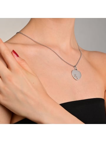 Adeliás Damen Anhänger – Herz Gravuranhänger aus Edelstahl in silber