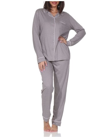 NORMANN Langarm Schlafanzug Pyjama Klassische Optik in Allover1