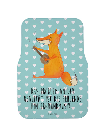 Mr. & Mrs. Panda Fußmatte Auto Fuchs Gitarre mit Spruch in Türkis Pastell
