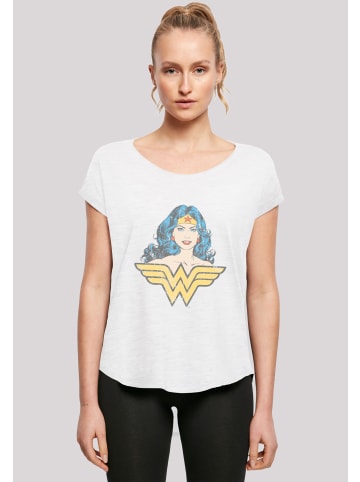 F4NT4STIC Long Cut T-Shirt DC Comics Superhelden Wonder Woman Gaze in weiß