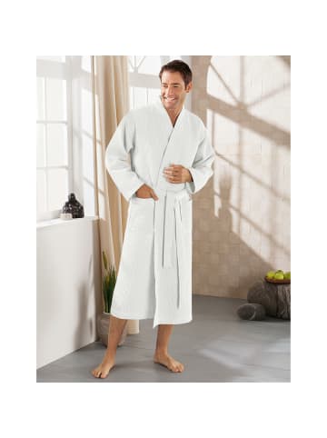 Erwin Müller Piqué Unisex-Bademantel lang Hohenfels in weiß