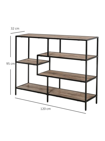 HOMCOM Standregal-120B x 32T x 95H cm-Schwarz+helle Eiche
