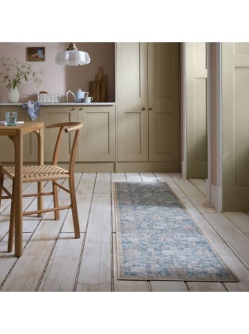 KADIMA DESIGN Waschbarer Teppich Vintage Floral, Orientalisch, Wohnzimmer in Blau