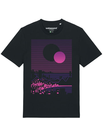 wat? Apparel T-Shirt Sun and Moon Skyline in Schwarz