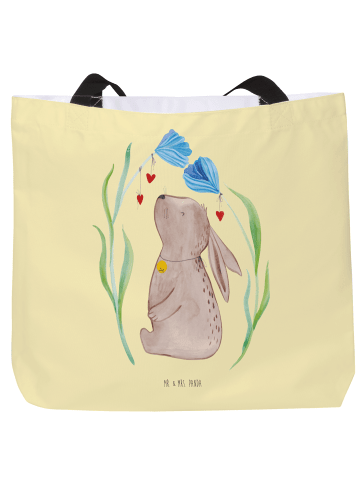 Mr. & Mrs. Panda Tote Bag Hase Blume ohne Spruch in Gelb Pastell