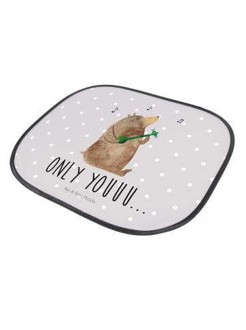 Mr. & Mrs. Panda Auto Sonnenblende Bär Gitarre mit Spruch in Grau Pastell