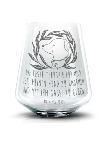 Mr. & Mrs. Panda Blümchentail Glas Hund Blumen mit Spruch in Transparent