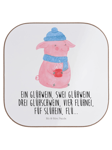 Mr. & Mrs. Panda Untersetzer Schweinchen Glühwein mit Spruch in Weiß