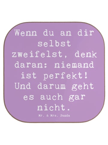 Mr. & Mrs. Panda Tisch-Untersetzer Spruch Zweifel an sich selbst... in Lavendeltraum