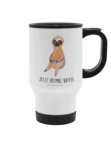 Mr. & Mrs. Panda Kaffeebecher To Go Faultier Kaffee mit Spruch in Weiß