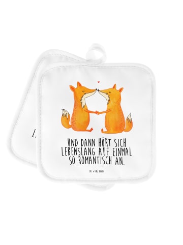Mr. & Mrs. Panda Ofenhandschuhe Füchse Liebe mit Spruch in Weiß