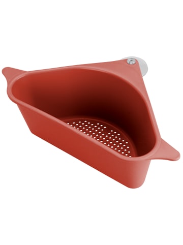 Excellent Houseware Ecksieb für die Spüle in Korallenrot, (B) 27,5 x (H) 8,7 x (L) 15 cm