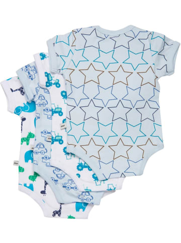 Pippi Babywear Kinder Kurzarmbody "Body SS AO-printed (4-pack)" in Blau