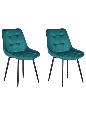 Beliani 2er-Set Esszimmerstuhl MELROSE in Blau/Schwarz