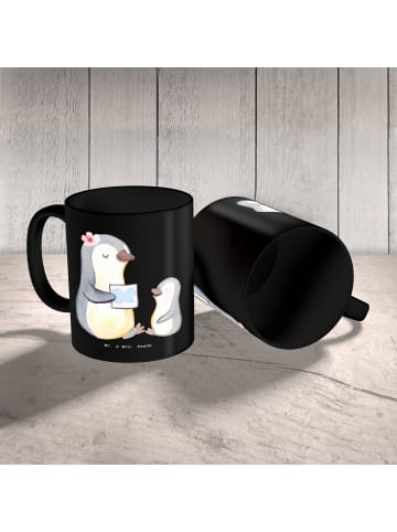 Mr. & Mrs. Panda Keramiktasse Logopädin Helden mit Spruch in Schwarz