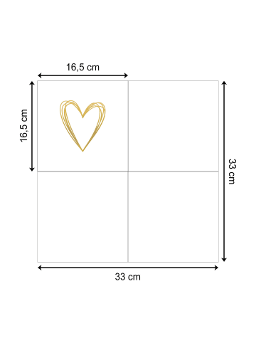 ppd 20er Set Papier Servietten 33 x 33 cm in Pure Heart