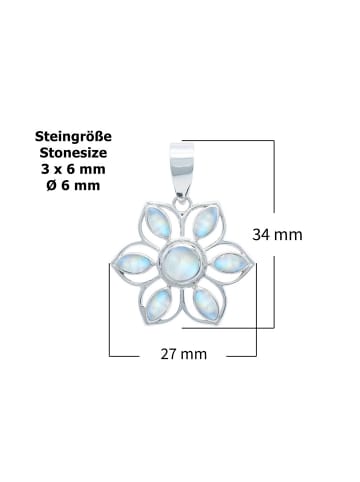 mantraroma 925er Silber - Kettenanhänger (L) 27 x (B) 34 mm mit Mondstein