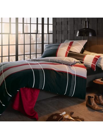 Erwin Müller Fein Biber Bettwäsche in rot-anthrazit-silber