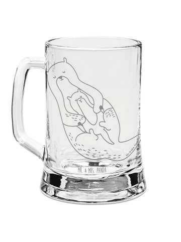 Mr. & Mrs. Panda Bierkrug Glas Otter Kind ohne Spruch in Transparent