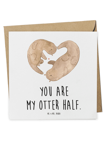 Mr. & Mrs. Panda Briefkarte Otter Herz mit Spruch in Weiß