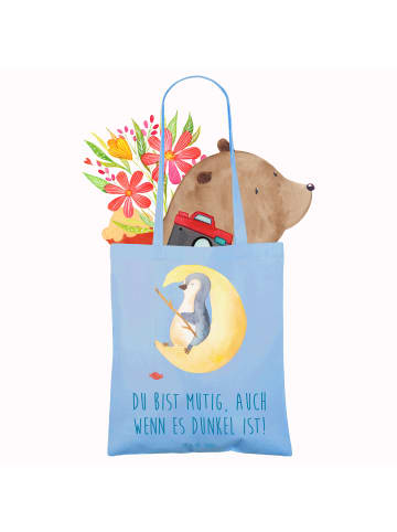 Mr. & Mrs. Panda Tasche Angst vor Dunkelheit überwinden mit Spruch in Sky Blue