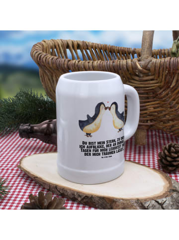 Mr. & Mrs. Panda Bierkrug Pinguin Liebe mit Spruch in Weiß