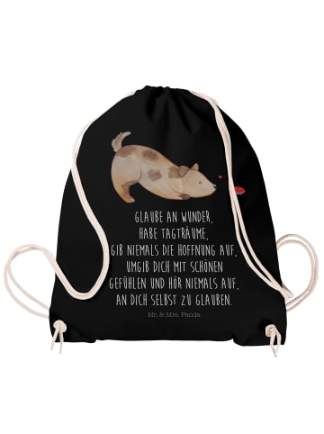 Mr. & Mrs. Panda Rucksack-Beutel Hund Marienkäfer mit Spruch in Schwarz