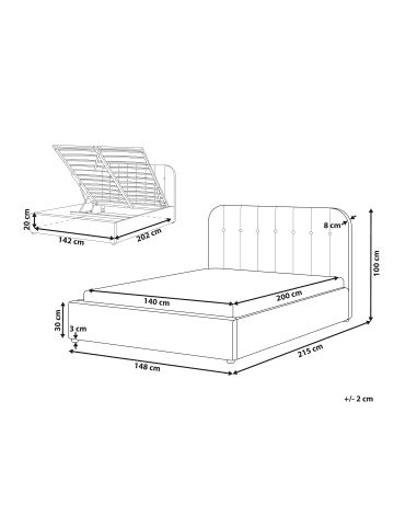 Beliani Doppelbett CHALLANS in Beige/Schwarz - (W) 148 x (H) 100 x (L) 215 cm