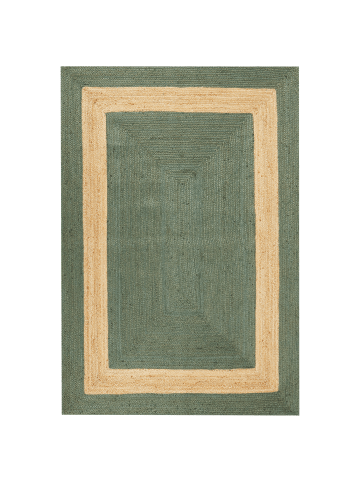 Beliani Geflochtener Teppich KARAKUYU in Grün/Beige - (W) 160 x (L) 230 cm